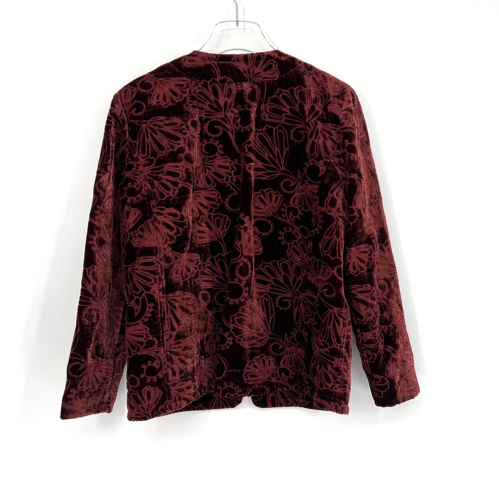 Johnny Was Jacket Womens M Red Velvet Floral Embroidered Quilted Boho Western - Picture 2 of 8